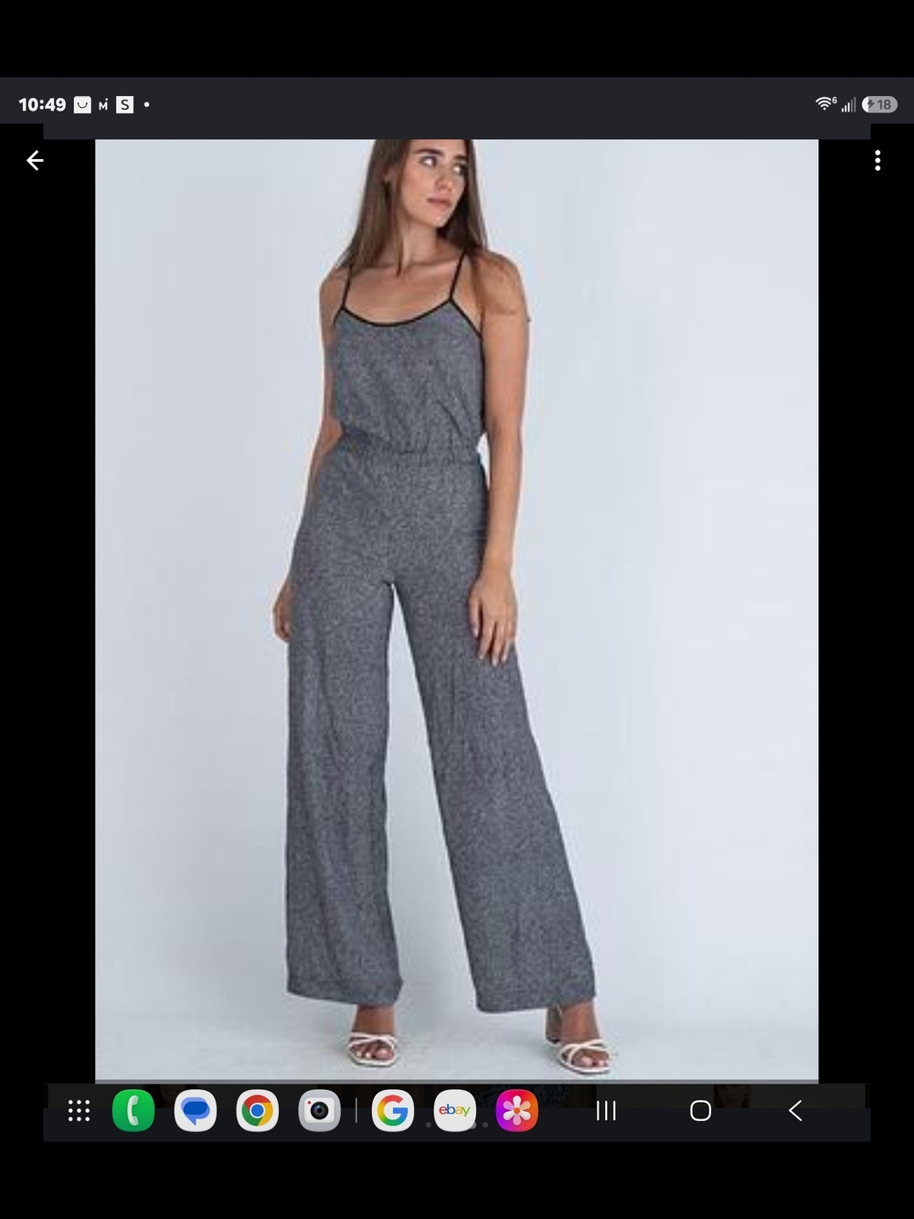 Michael Kors Heathered Charcoal Wide-Leg Jumpsuit with Spaghetti Straps